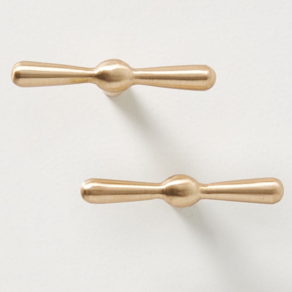 Anthropologie Sofia Knobs Set of 2 brushed Gold NWT - Picture 2 of 5